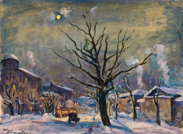 雪 Painting - ムーンライトによるボルシャヤ・サドヴァヤ ペトル・ペトロヴィッチ・コンチャロフスキーの雪景色